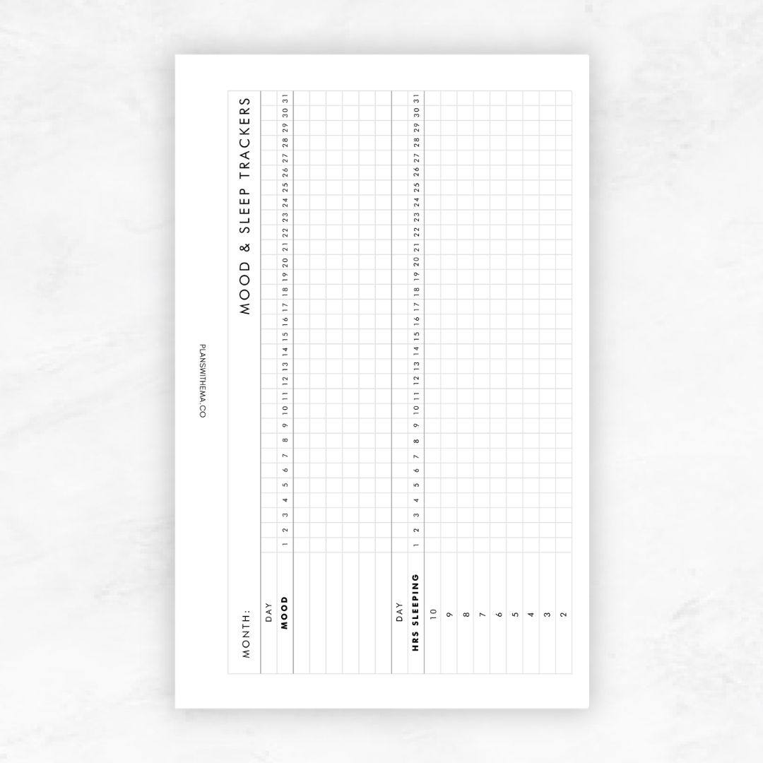 Mood & Sleep Habit Tracker | Planner Inserts