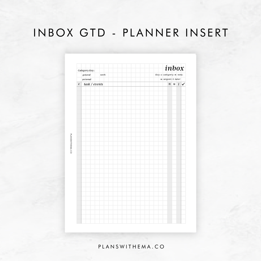 Inbox - Get Things Done (GTD) | Planner Inserts