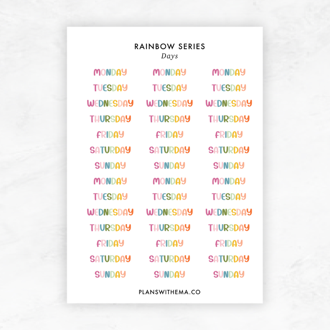 Script - Rainbow Series | Planner Stickers