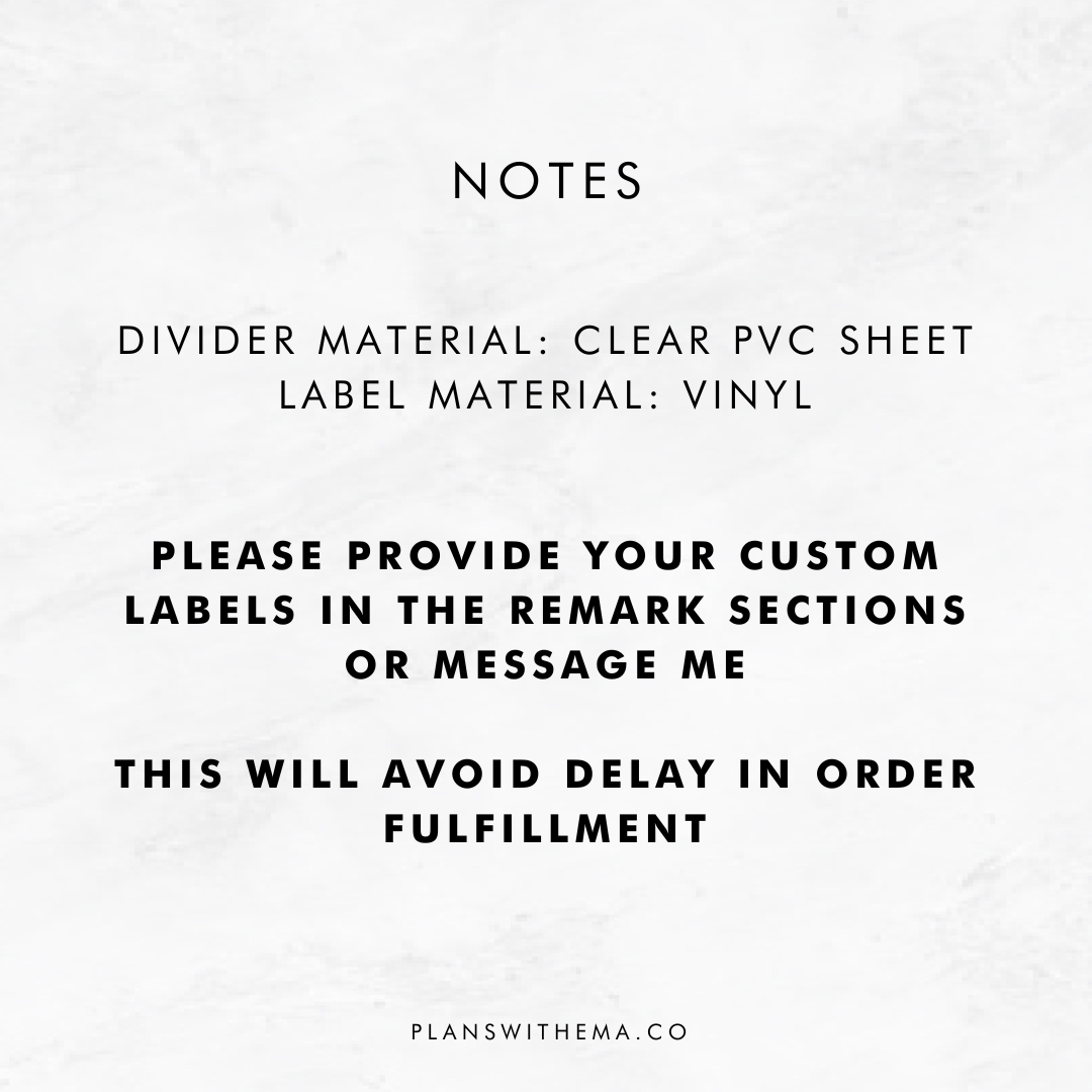 Six Slim Side Tabs | Planner Divider