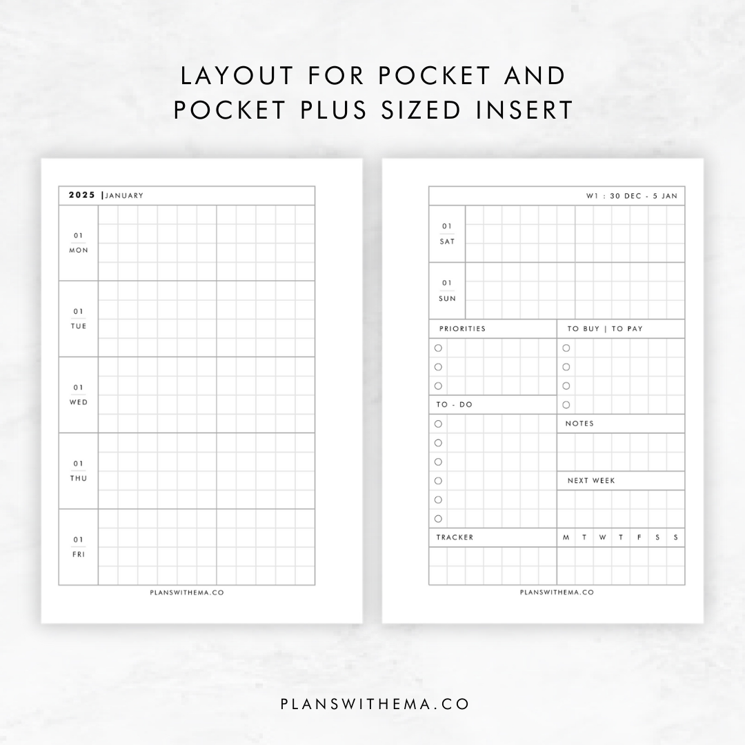 2026 Dated Week on 2 Pages (WO2P) | Planner Insert