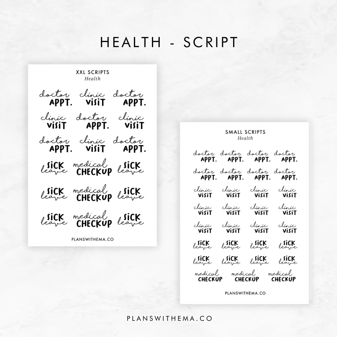 Script Stickers | XXL and Small