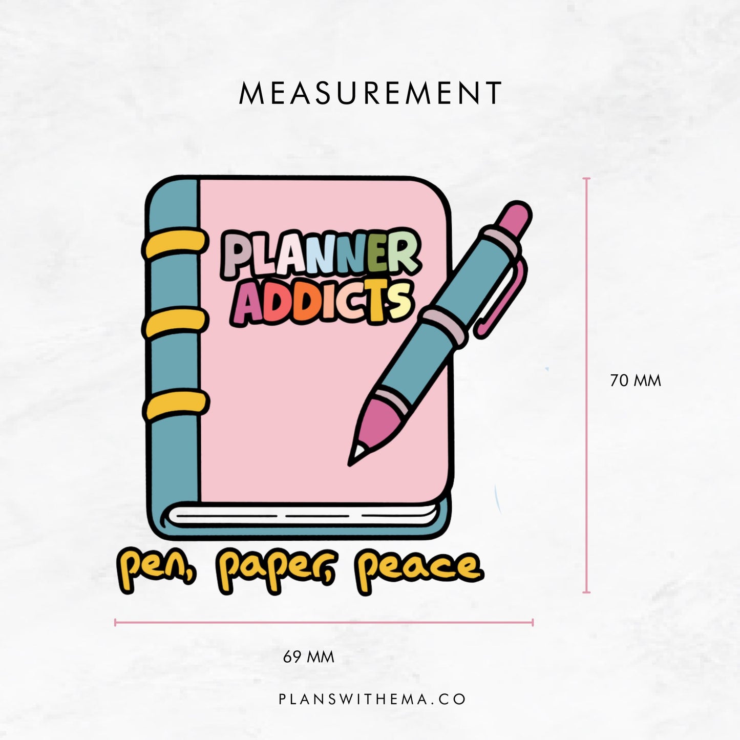 Pen, Paper, Peace - Glitter Die Cut | Planner Sticker