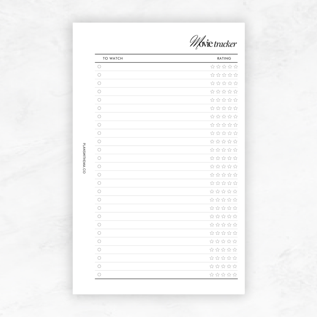 Movie Tracker | Planner Inserts