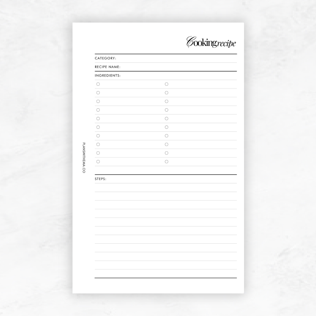 Cooking Recipe | Planner Inserts