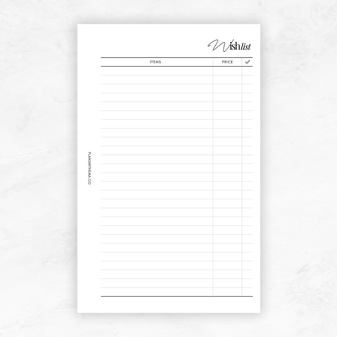 Wish List | Planner Inserts