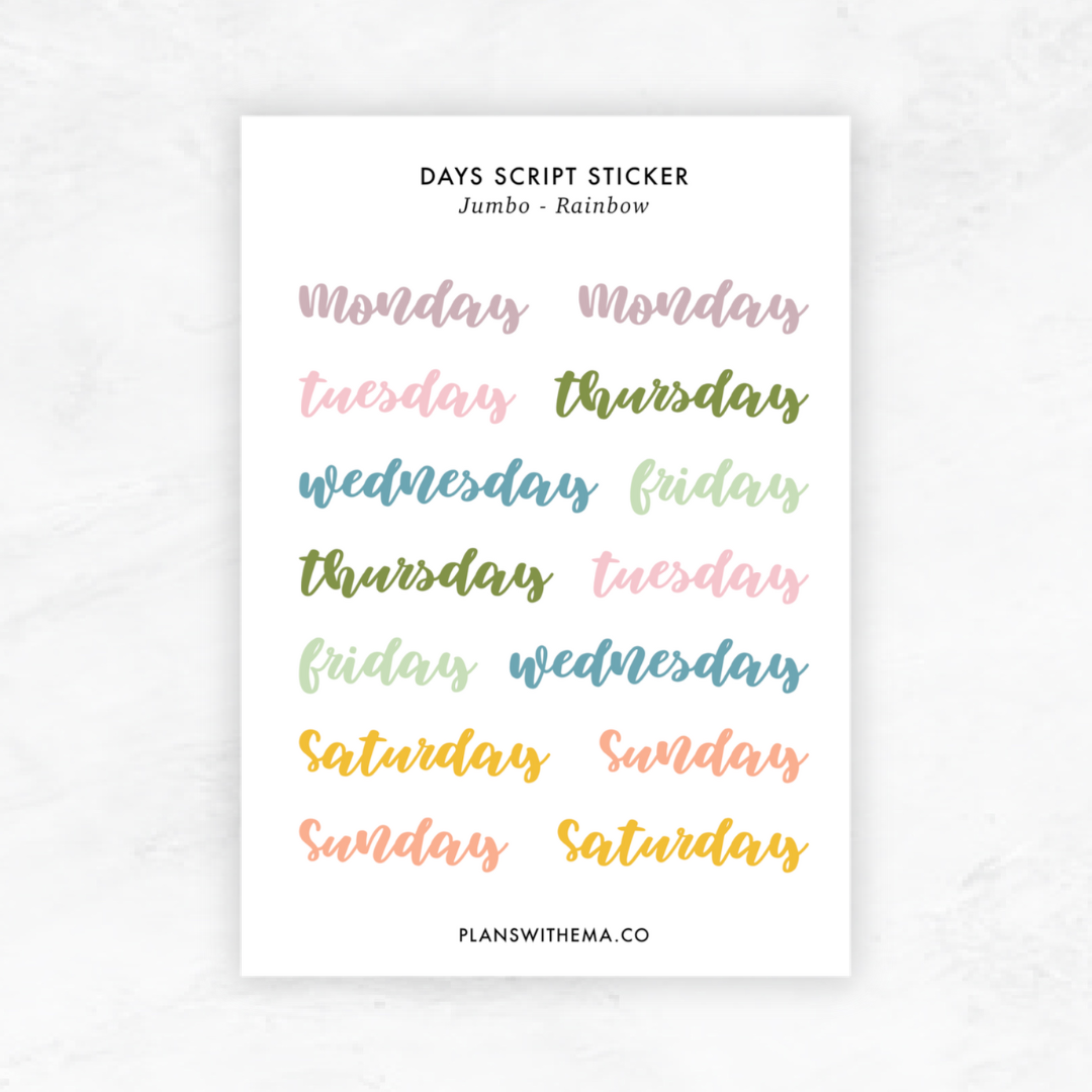 Days Script | Planner Stickers