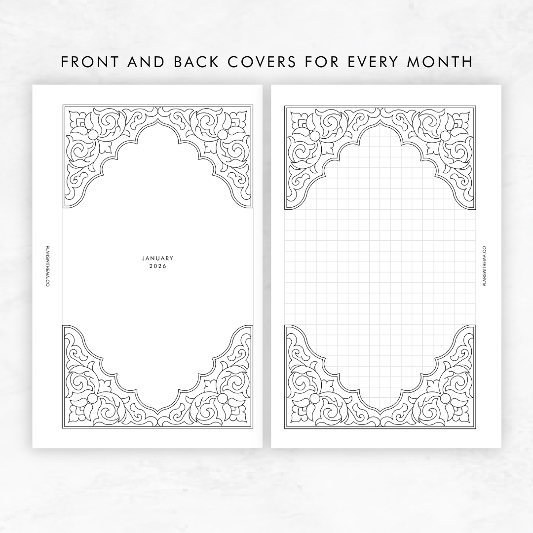 2026 Dated Month on 2 Pages (MO2P) With Monthly Covers | Planner Inserts