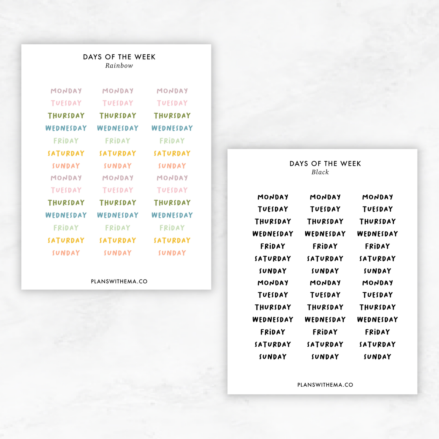 Days of the Week | Planner Stickers