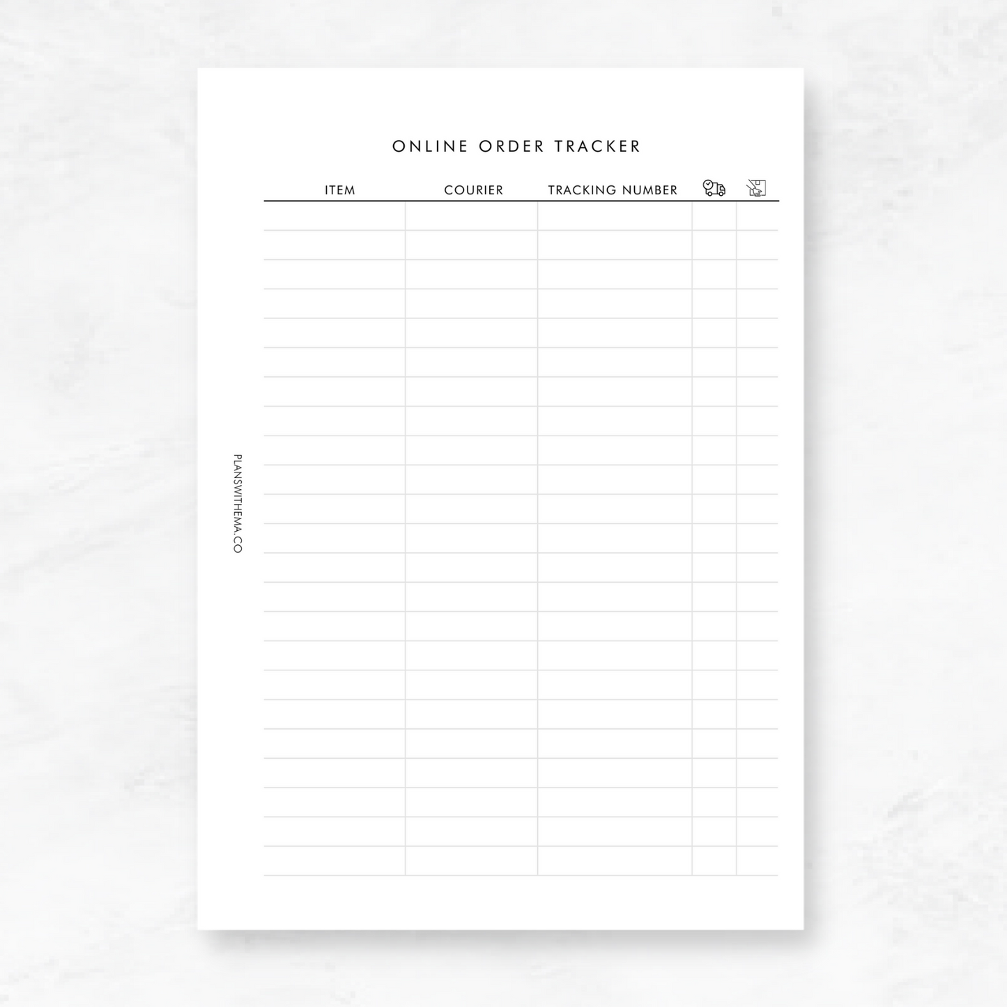 Online Orders Tracker | Planner Inserts