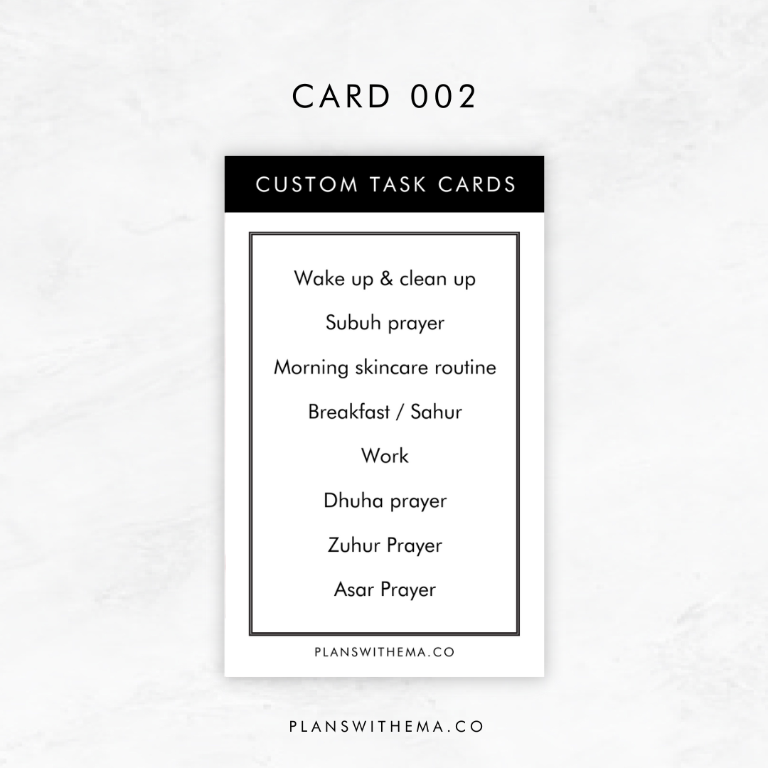 Customised Task Cards | Planner Card