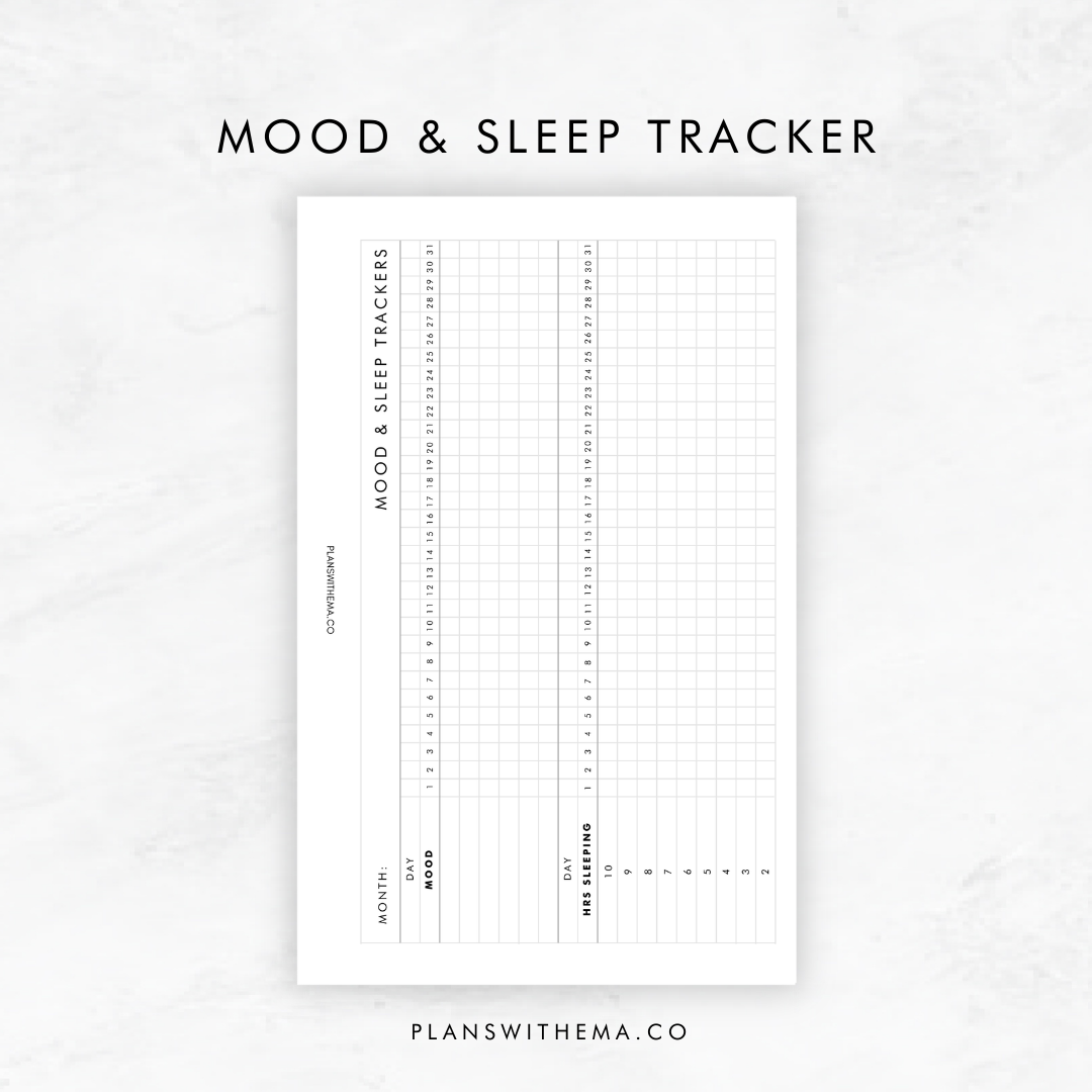 Mood & Sleep Habit Tracker | Planner Inserts