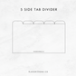 Five Side Tabs | Planner Divider