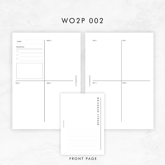 Weeks on 2 Page (WO2P) Planner Inserts | W002
