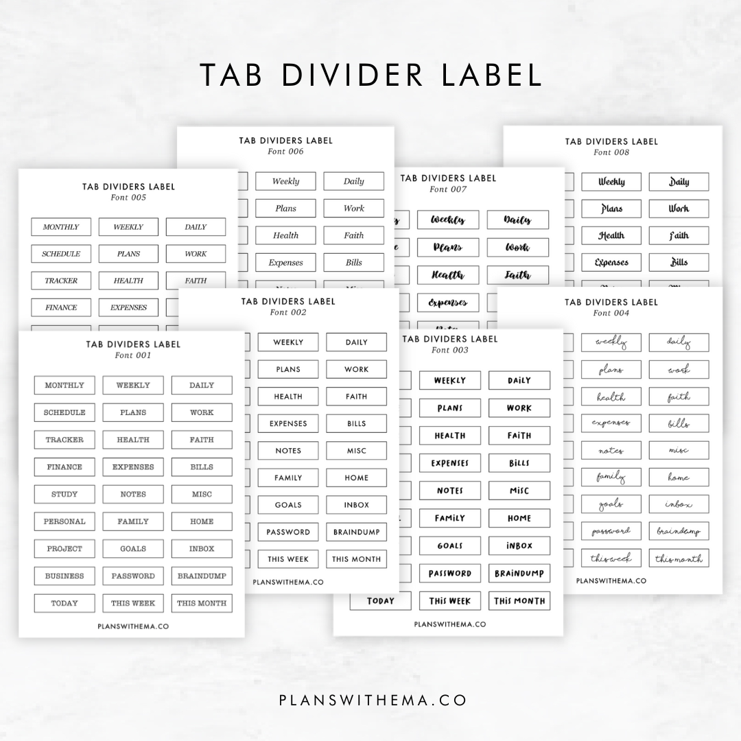 Transparent Tab Divider Label | Planner Stickers