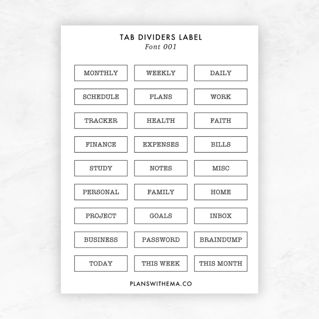 Transparent Tab Divider Label | Planner Stickers