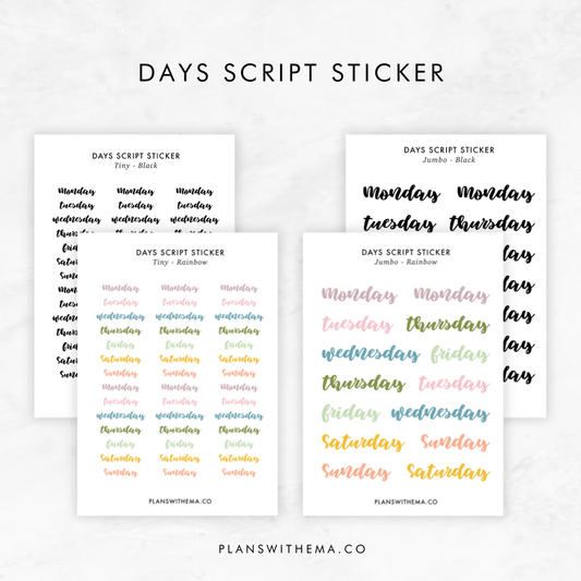 Days Script | Planner Stickers