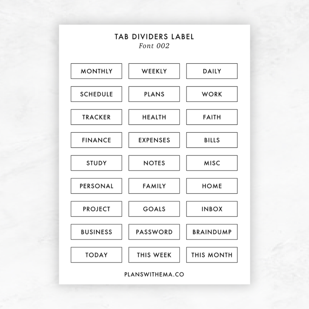 Transparent Tab Divider Label | Planner Stickers