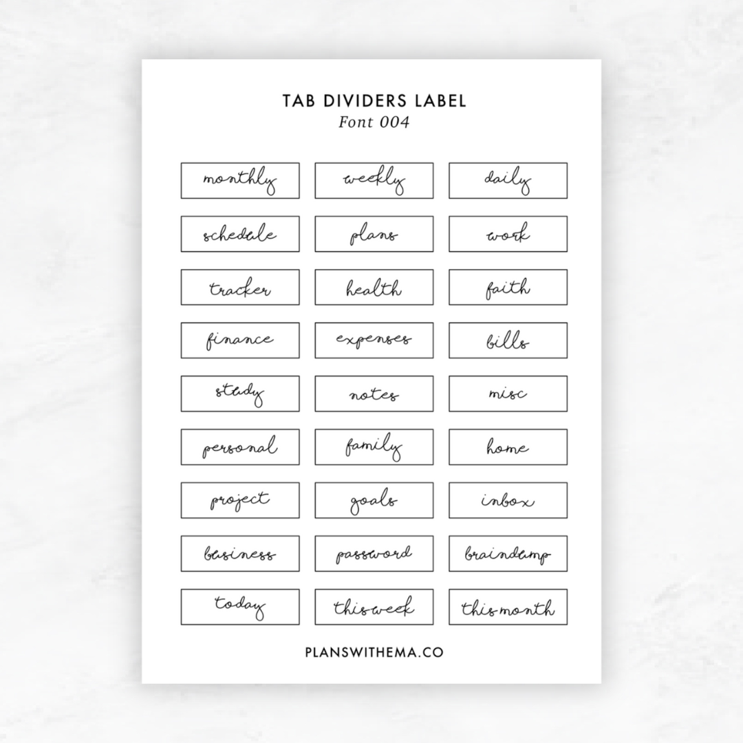 Transparent Tab Divider Label | Planner Stickers