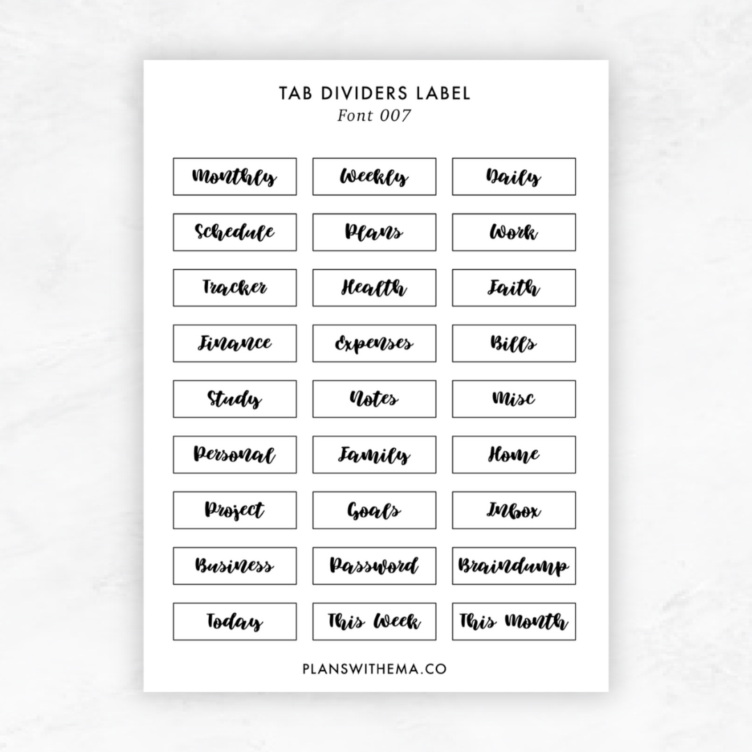 Transparent Tab Divider Label | Planner Stickers