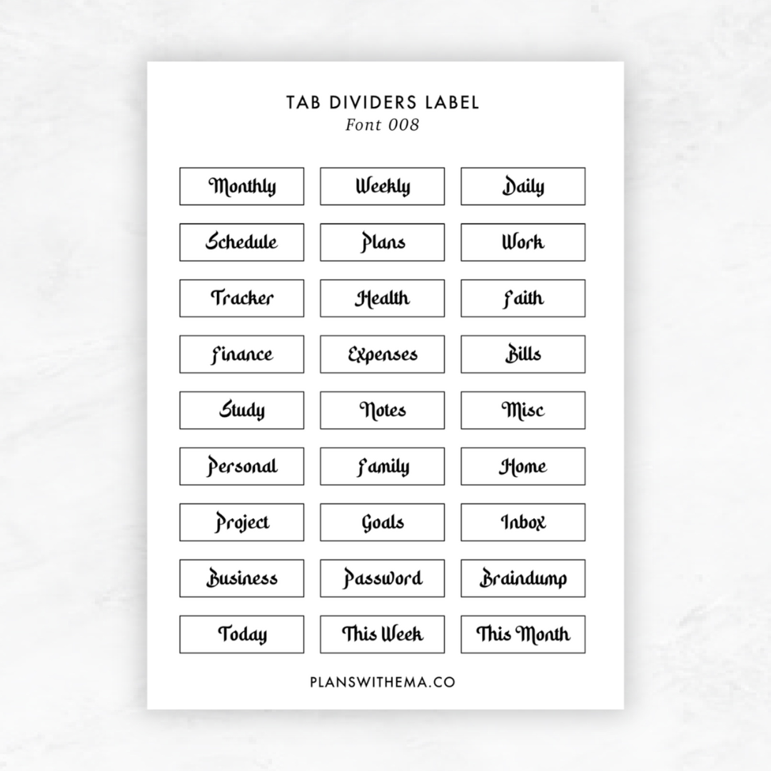 Transparent Tab Divider Label | Planner Stickers