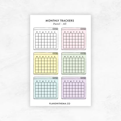 Monthly Trackers | Planner Stickers