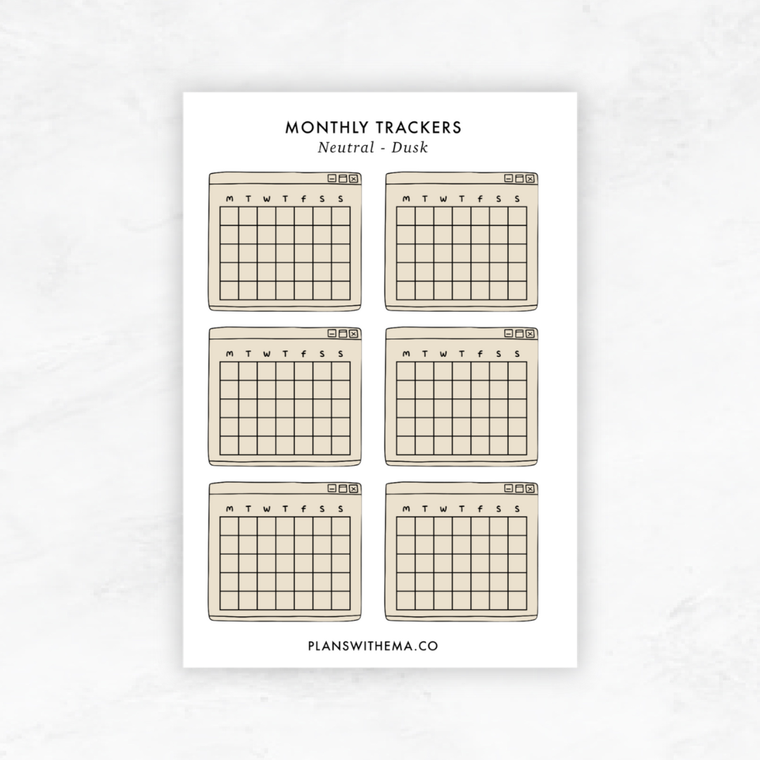 Monthly Trackers | Planner Stickers