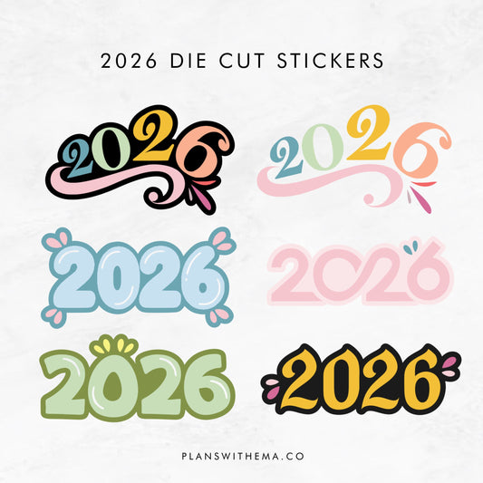 2026 - Glitter Die Cut | Planner Stickers