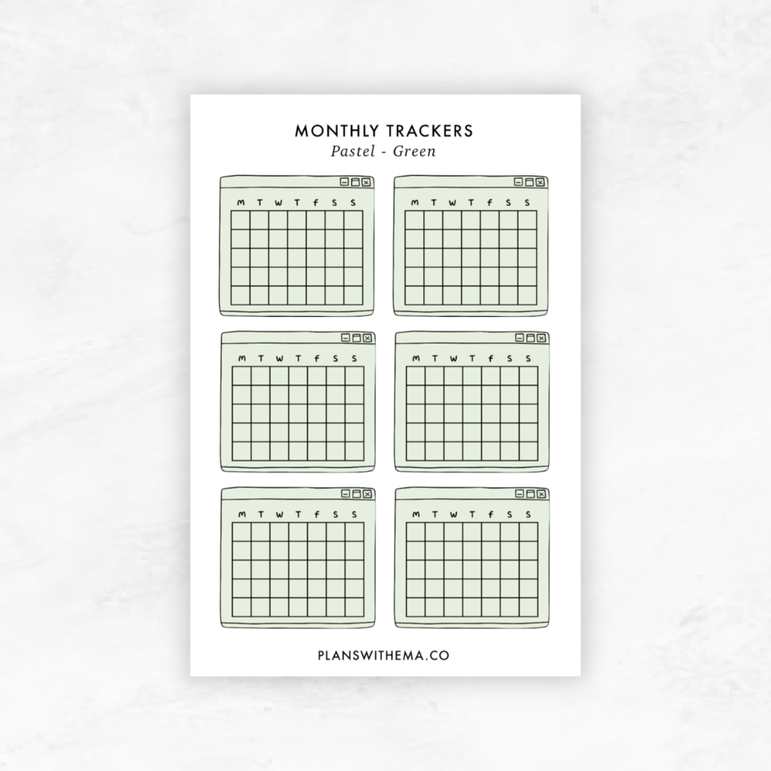 Monthly Trackers | Planner Stickers