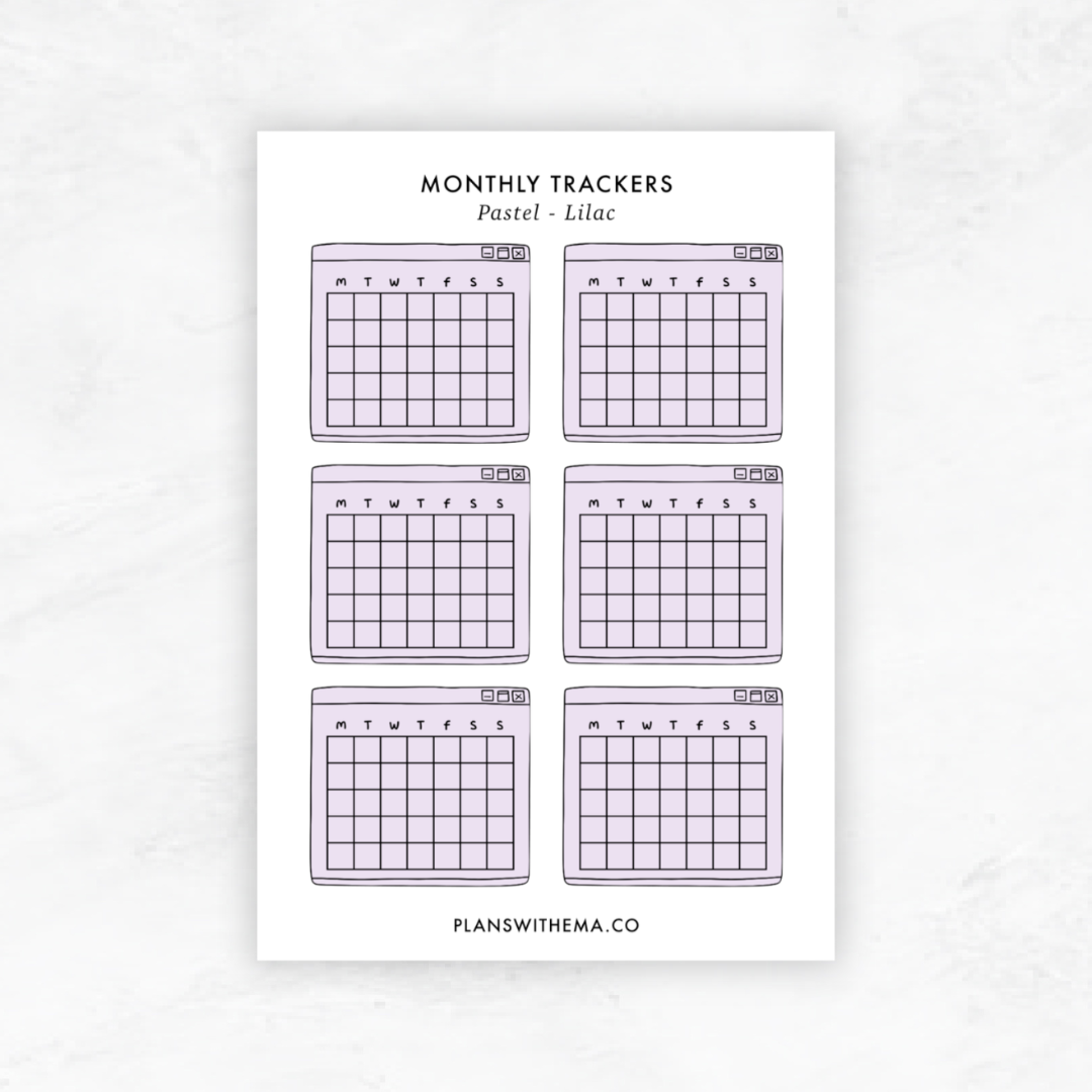 Monthly Trackers | Planner Stickers