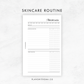 Skincare Routine | Planner Inserts