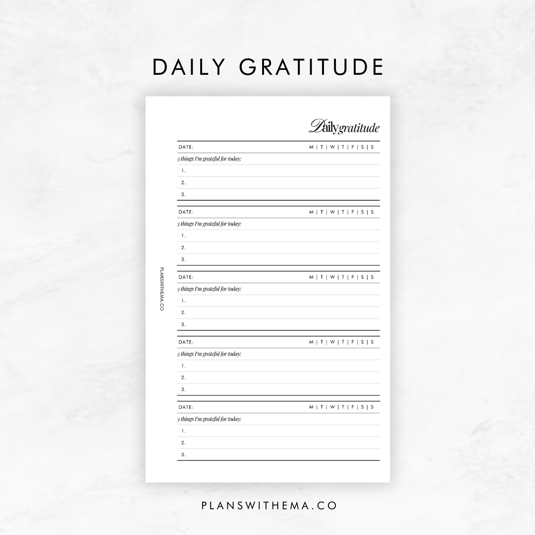 Daily Gratitude | Planner Inserts