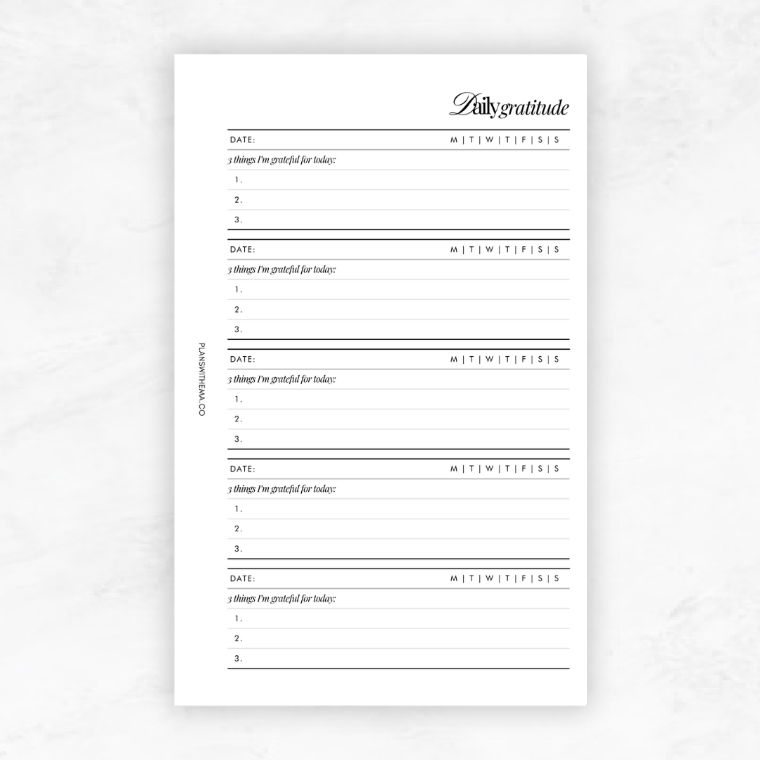 Daily Gratitude | Planner Inserts