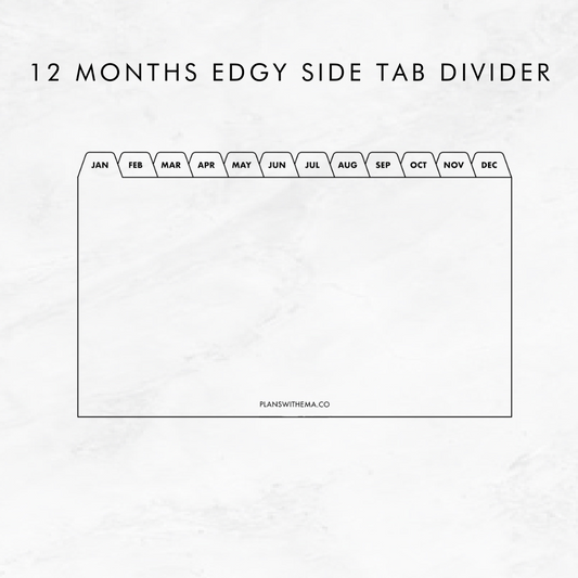 12 Months Edgy Side Tabs | Planner Divider