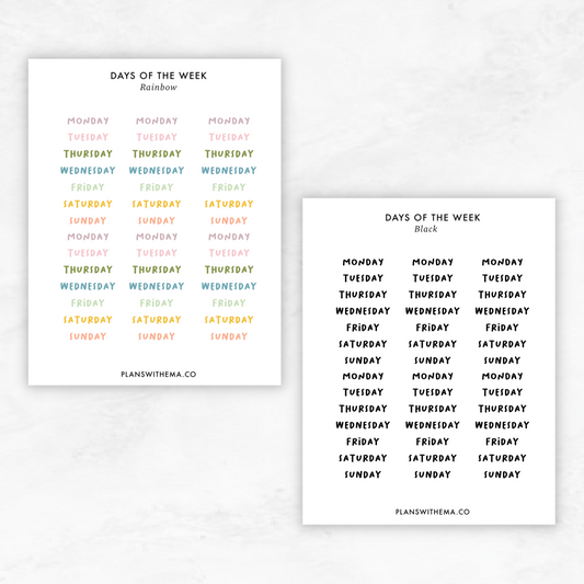 Days of the Week | Planner Stickers