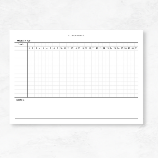 Horizontal Monthly Habit Tracker | Planner Inserts