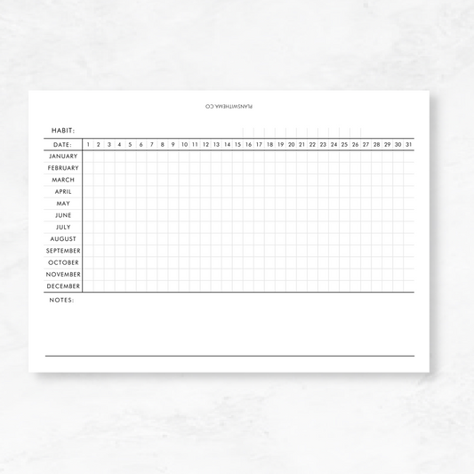 Horizontal Yearly Habit Tracker | Planner Inserts
