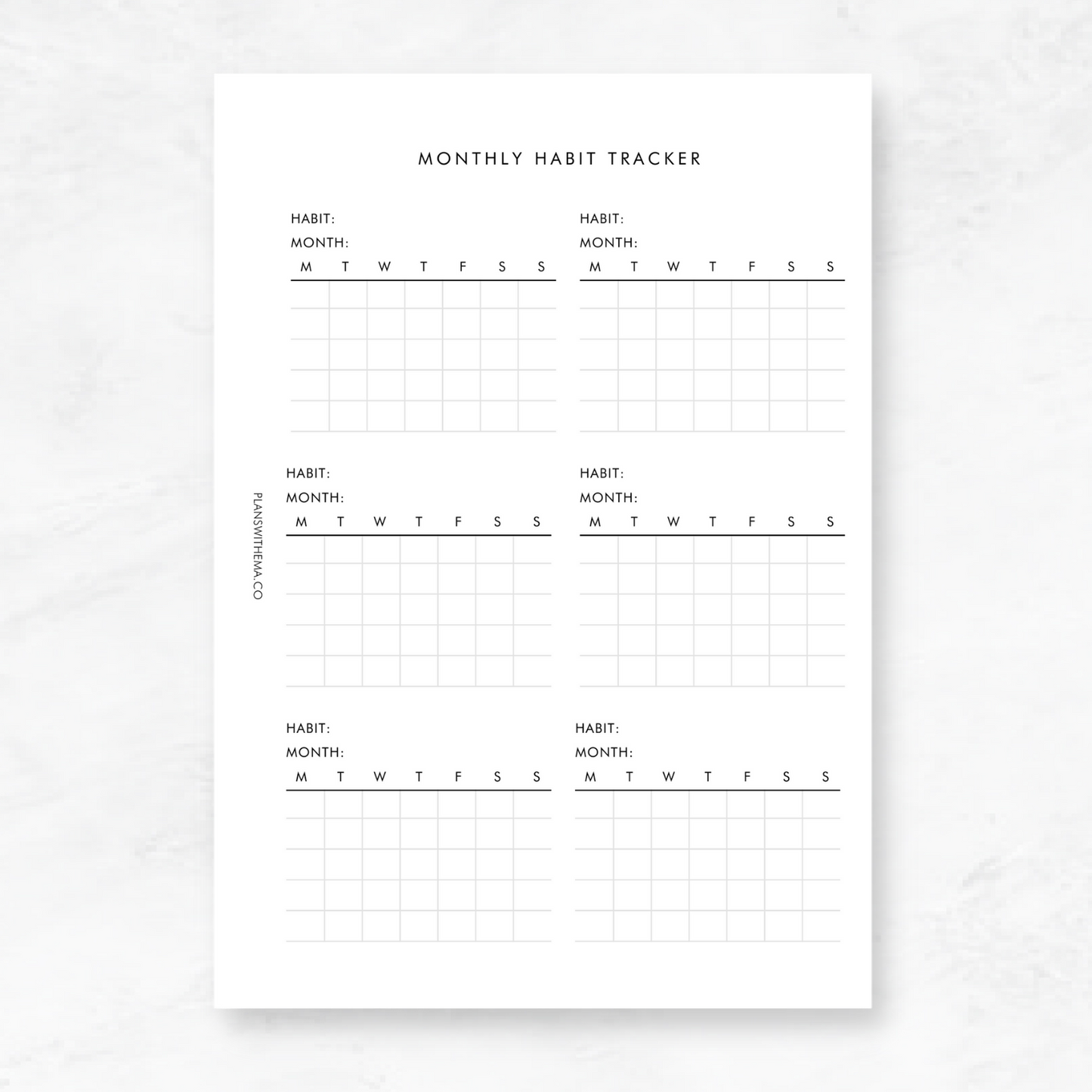 Monthly Habit Tracker | Planner Inserts