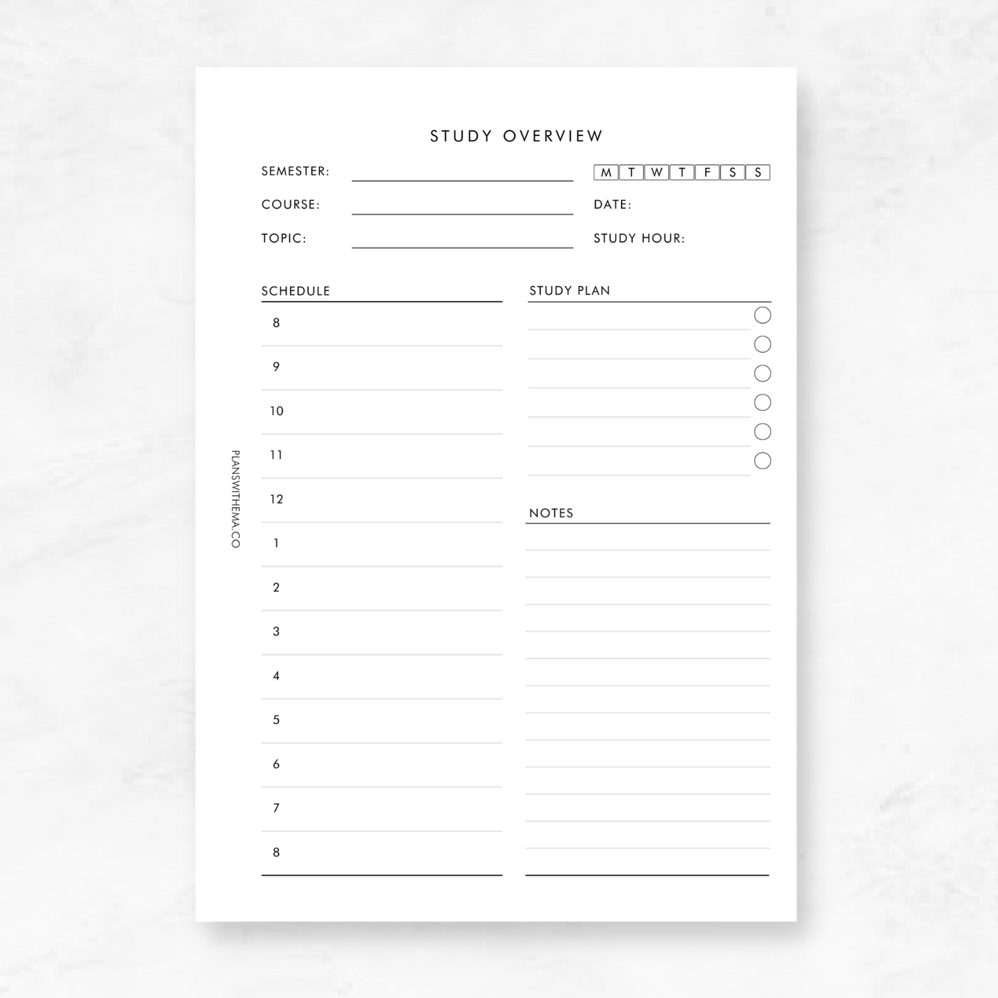 Study | Planner Inserts